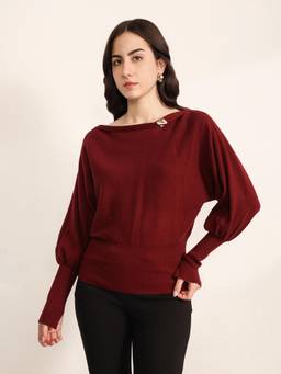 Kazo - Women Wine Carmine Winter Top
