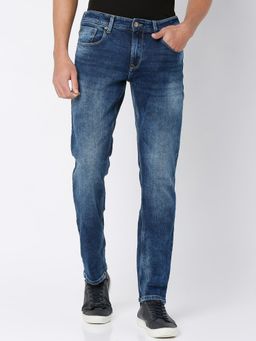Spykar - Mid Blue Cotton Comfort Fit Straight Length Jeans for Men (Ricardo)