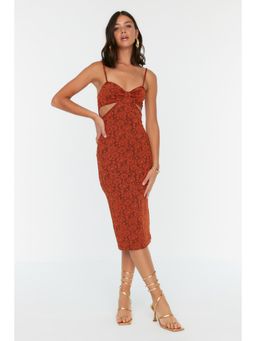 Trendyol - Women's Skinny Brown Midi Dresses