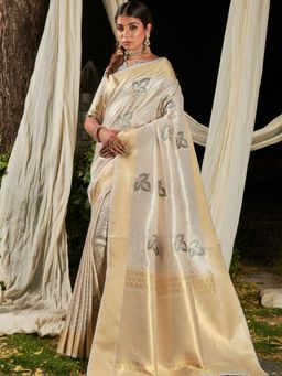 Odette - Grey Premium Linen Silk Leheriya Saree with Unstitched Blouse