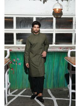 Echke - Olive Green & Black Co-ord (Set of 2)