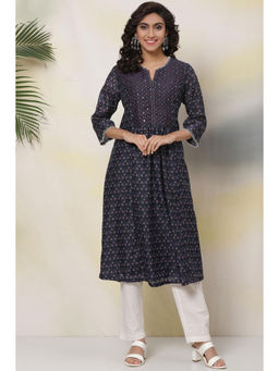 Biba - Navy Blue Flared Kurta