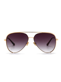 French Connection - Grey Lens Aviator Sunglass Full Rim Gold Frame With Gradient