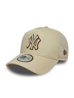 New Era - Men New York Yankees Mlb Outline Cream 9Forty E-Frame Trucker Cap