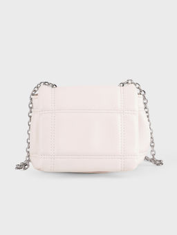 MIXT by Nykaa Fashion - Off White Quilted Boxy Mini Sling Bag for Women