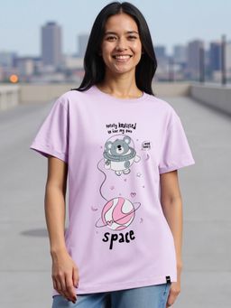 Bewakoof - Women's Purple Totally Koalified Graphic Printed Boyfriend T-shirt