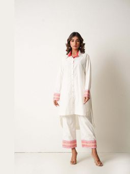 Keva Clothing - Women White Pure Cotton Woven Kurta with Pant Co-Ords Set