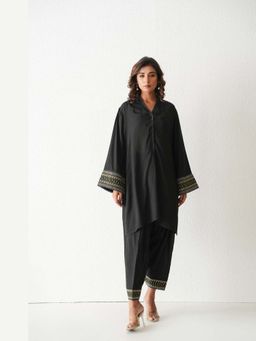Keva Clothing - Women Black Modal Woven Kurta with Salwar Co-Ords Set