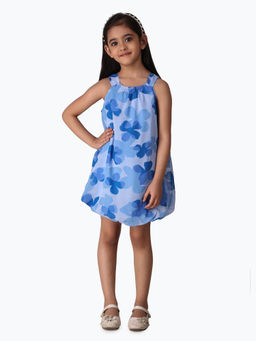 Creative Kids - Girl Blue Printed Balloon Dress