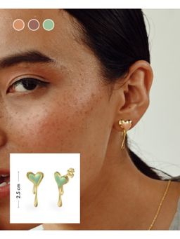 Lunaya Jewelry - Melting Heart Solid Earrings Green