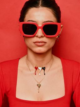 Lunaya Jewelry - Melting Enamel Heart with Anchor Chain