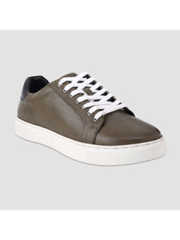 EZOK - Olive Leather Sneaker For Men