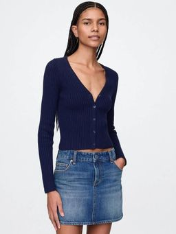 GAP - Womens V-Neck Full Sleeve Navy Blue Cardigan
