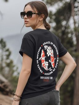 Bewakoof - Womens Black Current Graphic Printed Boyfriend T-Shirt