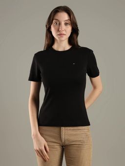 Tommy Hilfiger - Solid Slim Fit Cotton Black T-Shirt