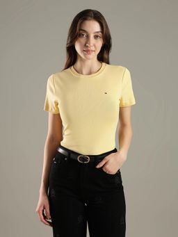 Tommy Hilfiger - Solid Slim Fit Cotton Yellow T-Shirt