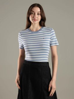 Tommy Hilfiger - Striped Slim Fit Cotton Blue T-Shirt