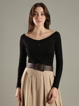 Tommy Hilfiger - Solid Slim Fit Cotton Black T-Shirt