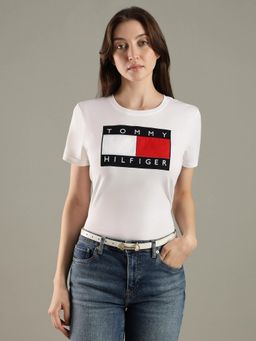 Tommy Hilfiger - Embroidered Logo Regular Fit Cotton White T-Shirt