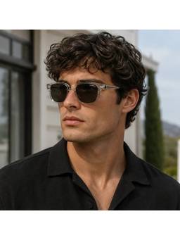 Zaadran - Unisex UV Protection Brown Lens Sunglasses (Algeria-Crystal Grey) (56)