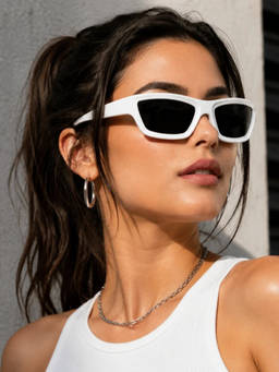 Zaadran - Unisex UV Protection Black Lens Sunglasses (Acrtic-Blk White) (54)