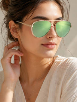 Zaadran - Unisex UV Protection Green Lens Sunglasses (Aruba-Green) (54)