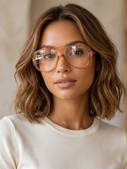 Zaadran - Unisex UV Protection Clear Lens Sunglasses (Aurelio-Peach) (54)