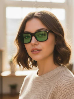 Zaadran - Unisex UV Protection Green Lens Sunglasses (Belgium-Blk Green) (54)