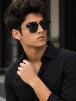 Zaadran - Unisex UV Protection Black Lens Sunglasses (Blkln Elit-Met Blk) (54)