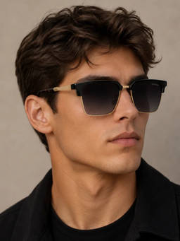 Zaadran - Unisex UV Protection Grey Lens Sunglasses (Blkln Elit-Gldn Blk) (54)