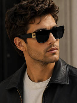 Zaadran - Unisex UV Protection Black Lens Sunglasses (Colombo-Gldn Black) (58)