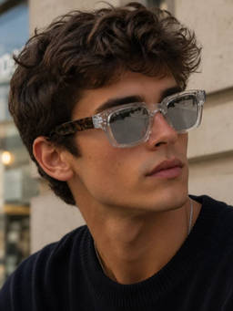 Zaadran - Unisex UV Protection Clear Lens Sunglasses (Crystal Edge-Clr T) (54)