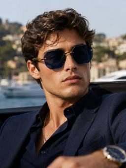 Zaadran - Unisex UV Protection Blue Lens Sunglasses (Dominica-Gld Blue) (56)