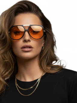 Zaadran - Unisex UV Protection Orange Lens Sunglasses (ELYX_SKY_20376) (56)