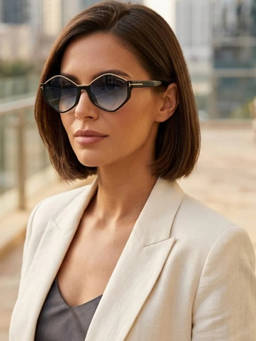 Zaadran - Women UV Protection Blue Lens Sunglasses (Forest Vog-Dual Tn) (56)