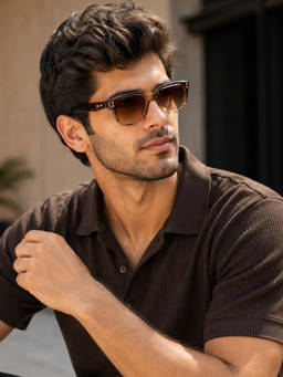 Zaadran - Unisex UV Protection Brown Lens Sunglasses (JESPER_BLACK_20412) (56)