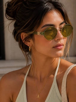 Zaadran - Unisex UV Protection Green Lens Sunglasses (JESPER_TEXTURED_20409) (56)