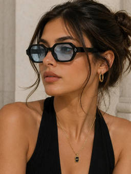 Zaadran - Unisex UV Protection Blue Lens Sunglasses (Midnt Hexa-Black) (59)