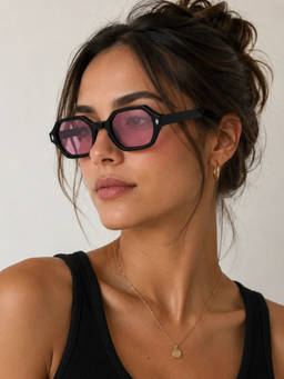 Zaadran - Unisex UV Protection Pink Lens Sunglasses (Monarch-Hexa Brwn) (59)