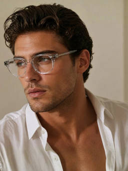 Zaadran - Unisex UV Protection Clear Lens Sunglasses (Octa Vision-Peach) (54)