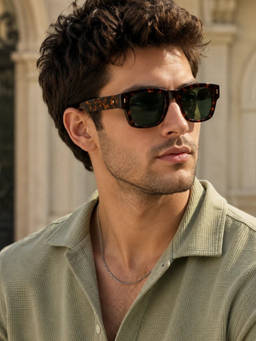 Zaadran - Unisex UV Protection Green Lens Sunglasses (Octagonal-Dual T) (58)