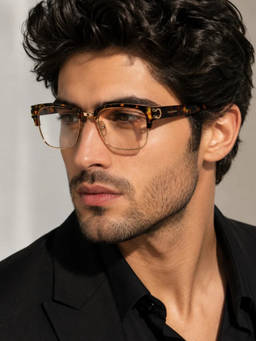 Zaadran - Unisex UV Protection Clear Lens Sunglasses (Panthr Crest-Gldn Black) (54)