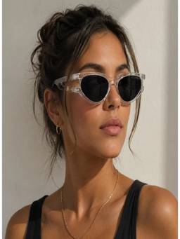 Zaadran - Women UV Protection Black Lens Sunglasses (Panthr Redwd-Gold) (54)
