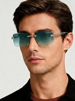 Zaadran - Unisex UV Protection Green Lens Sunglasses (Pearl-Blue T) (54)