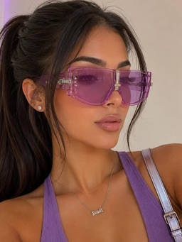 Zaadran - Unisex UV Protection Purple Lens Sunglasses (Portofino-Grey T) (56)
