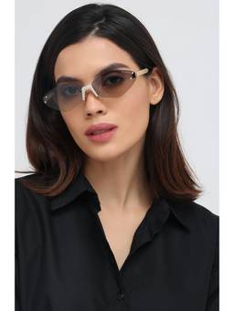 Zaadran - Women UV Protection Blue Lens Sunglasses (Rv Studs-Red) (54)