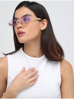 Zaadran - Women UV Protection Pink Lens Sunglasses (Rv Studs-Black) (54)