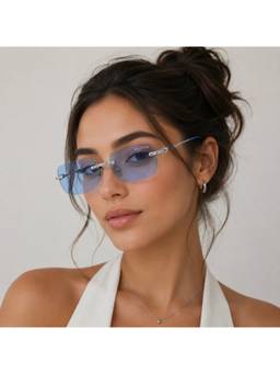 Zaadran - Unisex UV Protection Blue Lens Sunglasses (RsDmd-Dual Tone) (56)