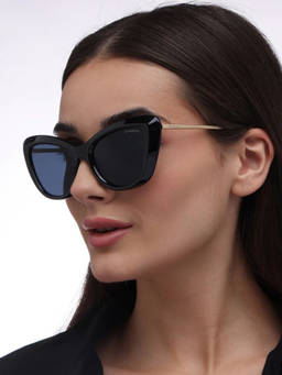 Zaadran - Women UV Protection Black Lens Sunglasses (RsKiss-Black) (56)