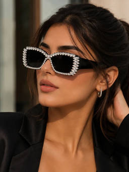 Zaadran - Women UV Protection Black Lens Sunglasses (Royal Knot-Brown) (56)